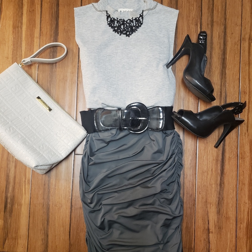 Gray Scrunchie Skirt